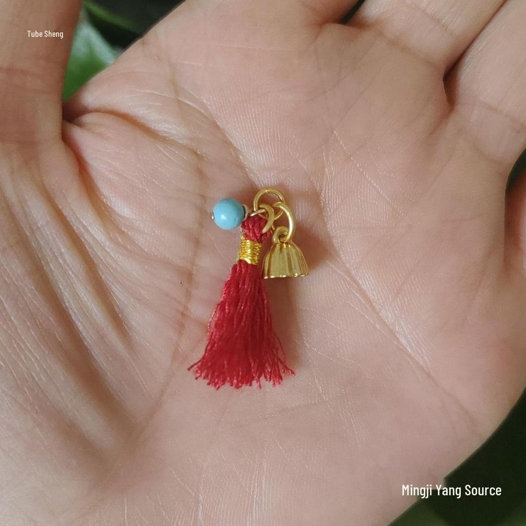 Jewelry Bracelet with Mini Wengwan Tassel, Hand-rubbed Cotton Thread, Handwoven with Small Drip Beads - DIY Necklace