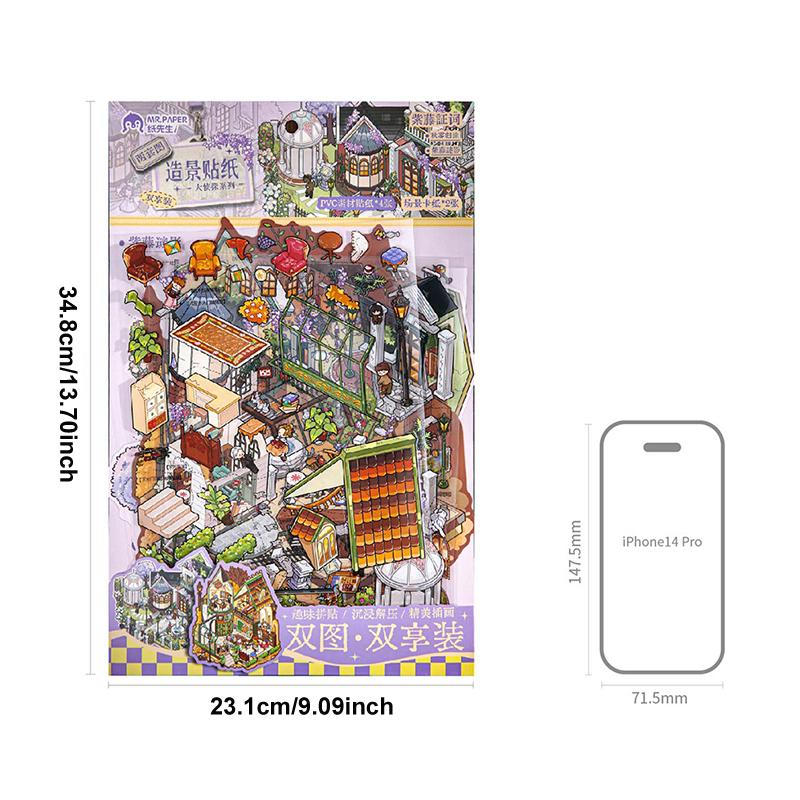 Detective Series Landscape Flat Stickers European Style Miniature Scene DIY Decompression Sticker