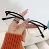 Retro Half Frame Myopia Glasses For Men And Women Anti Blue Light Glasses Frame Fashionable Flat Lens