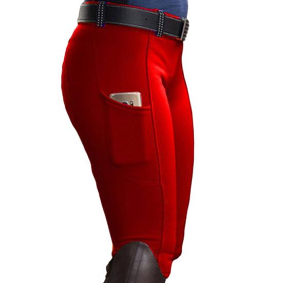 

Жіночі суцільні кольорові кишені з підйомником стегон еластичні кінні штани для перегонів XXXL