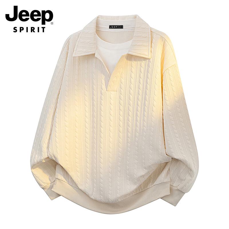 JEEP SPIRIT Men's Long Sleeve Polo Sweatshirt