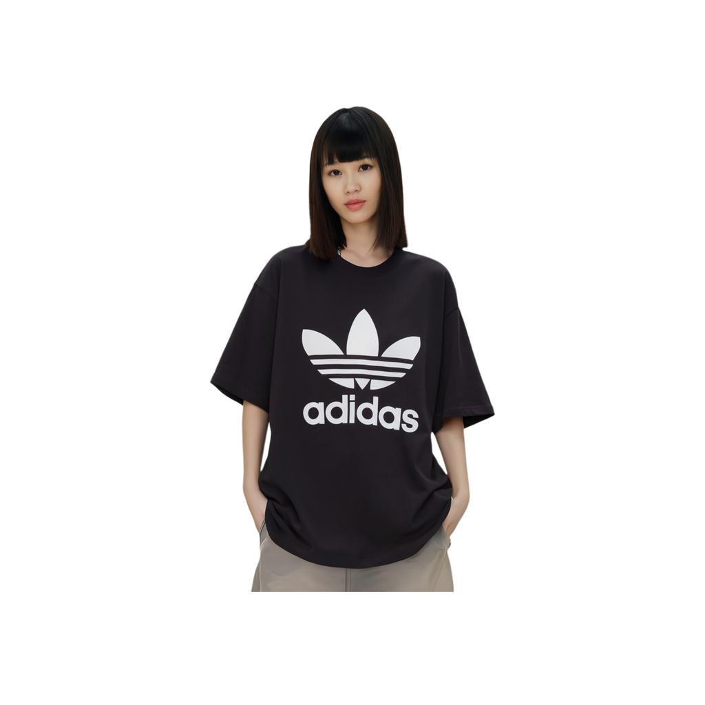 Adidas Originals Adicolor Classics Trefoil Logo Print Short Sleeve T-Shirt Women Tops Black IK4035