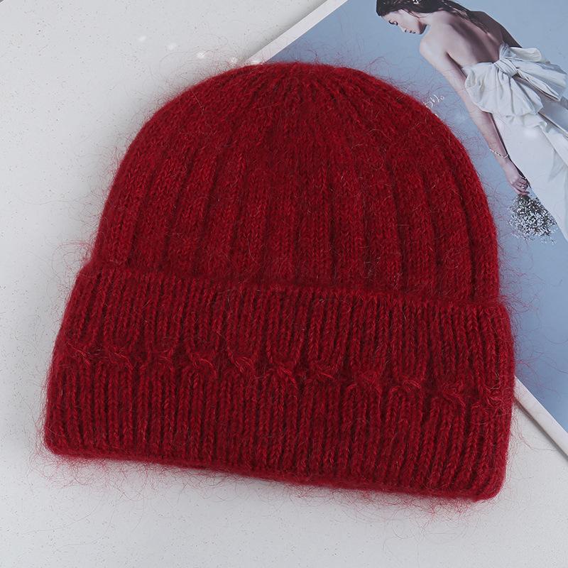 New comfortable and warm pure rabbit hair knitted wool hat source autumn and winter new white ear protection hat headcap