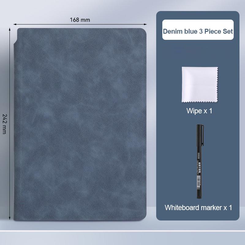 A5 Reusable Whiteboard Notebook Set With Whiteboard Pen Erasing Cloth Leather Memo Book Pad Weekly Planner Portable Notebooks