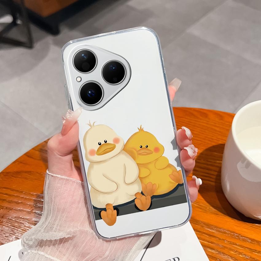 For Huawei Pura 80 70 Pro Plus Ultra Honor X6C 8C Phone Bags Cute Big Eyed Black Cat Patterns Luxury Transparent Lens Protection Case For Huawei Shell