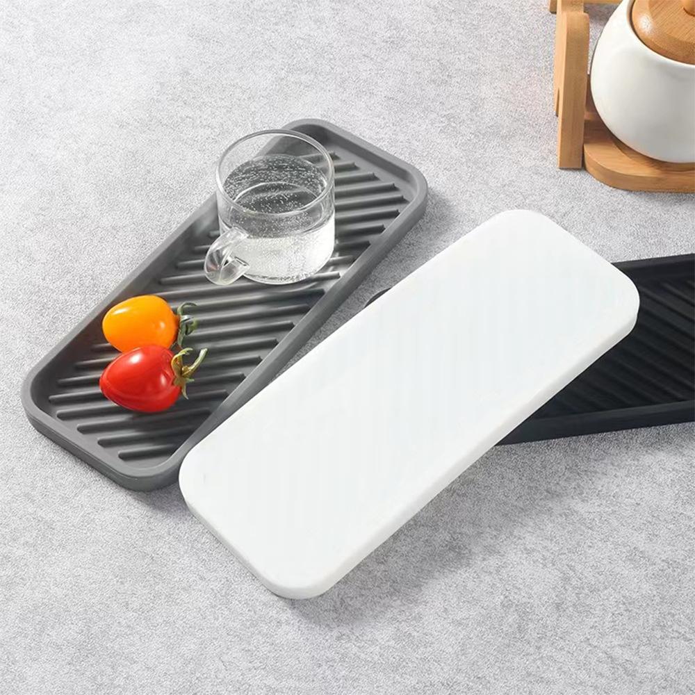 Vassoio Scolapiatti in Silicone per Saponetta, Bottiglia per Condimenti, Ciotola, Tazza per Bacchette, Tappetino di Stoccaggio Resistente al Calore, Organizzatore per Cucina Bagno, Semplice Scolapiatti