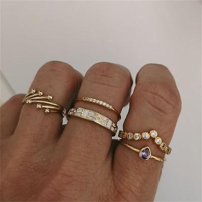 Anello di Moda Personalizzato Anello Geometrico Irregolare Creativo Zircone Ramo d'Albero Anello Set Geometrico da 5 Pezzi