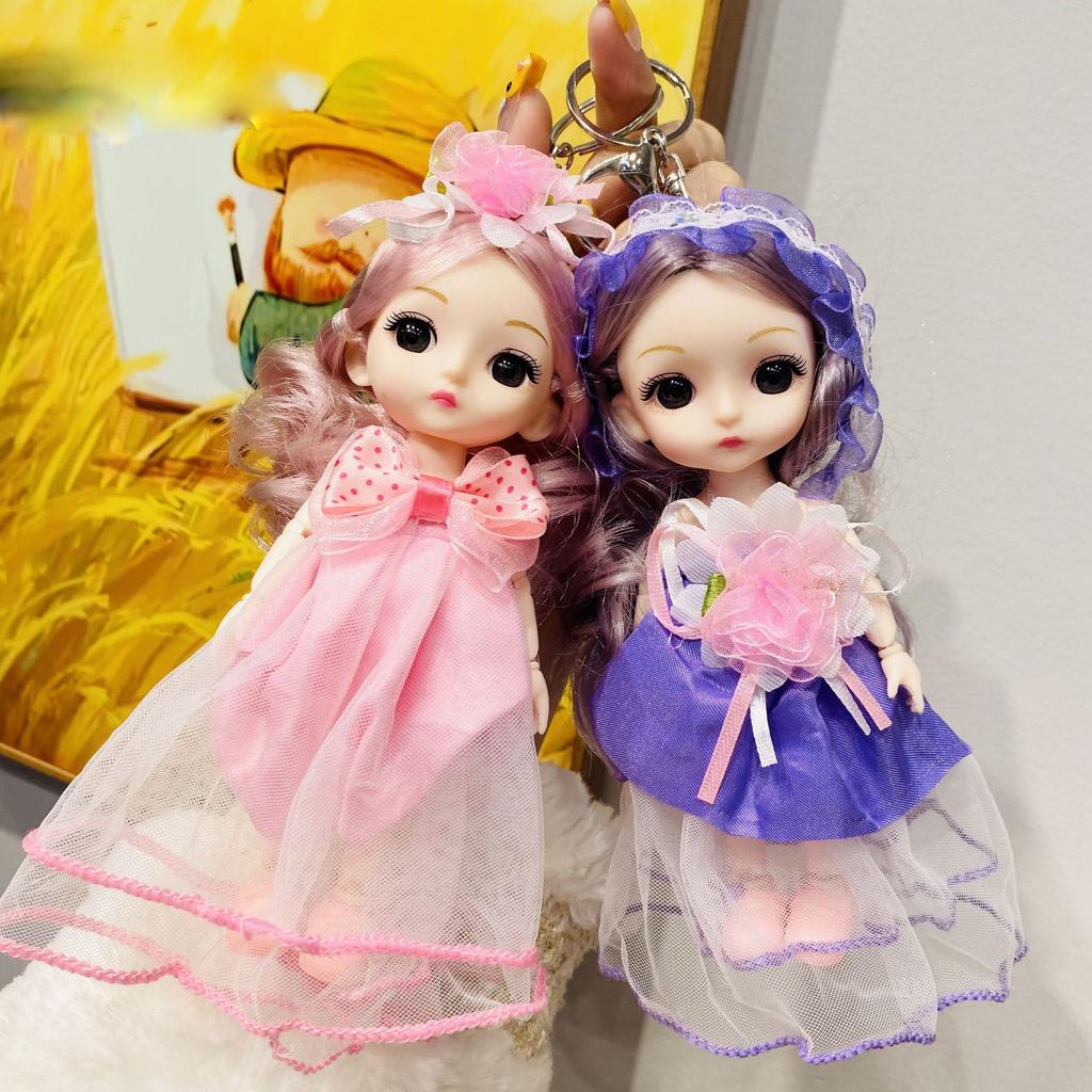 Dress Long Princess Doll Keychain Gift For Daughter Cute Exquisite Dress Up Princess Doll Toy Corsage Keyring Female Bag Pendant