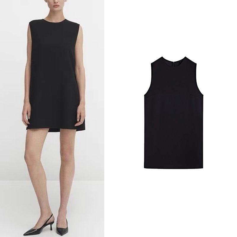 MD Spring New Arrival Women's Fashion Casual Minimalist Style Accessible Luxury Sleeveless Short Version Dress Black Dress 6667715