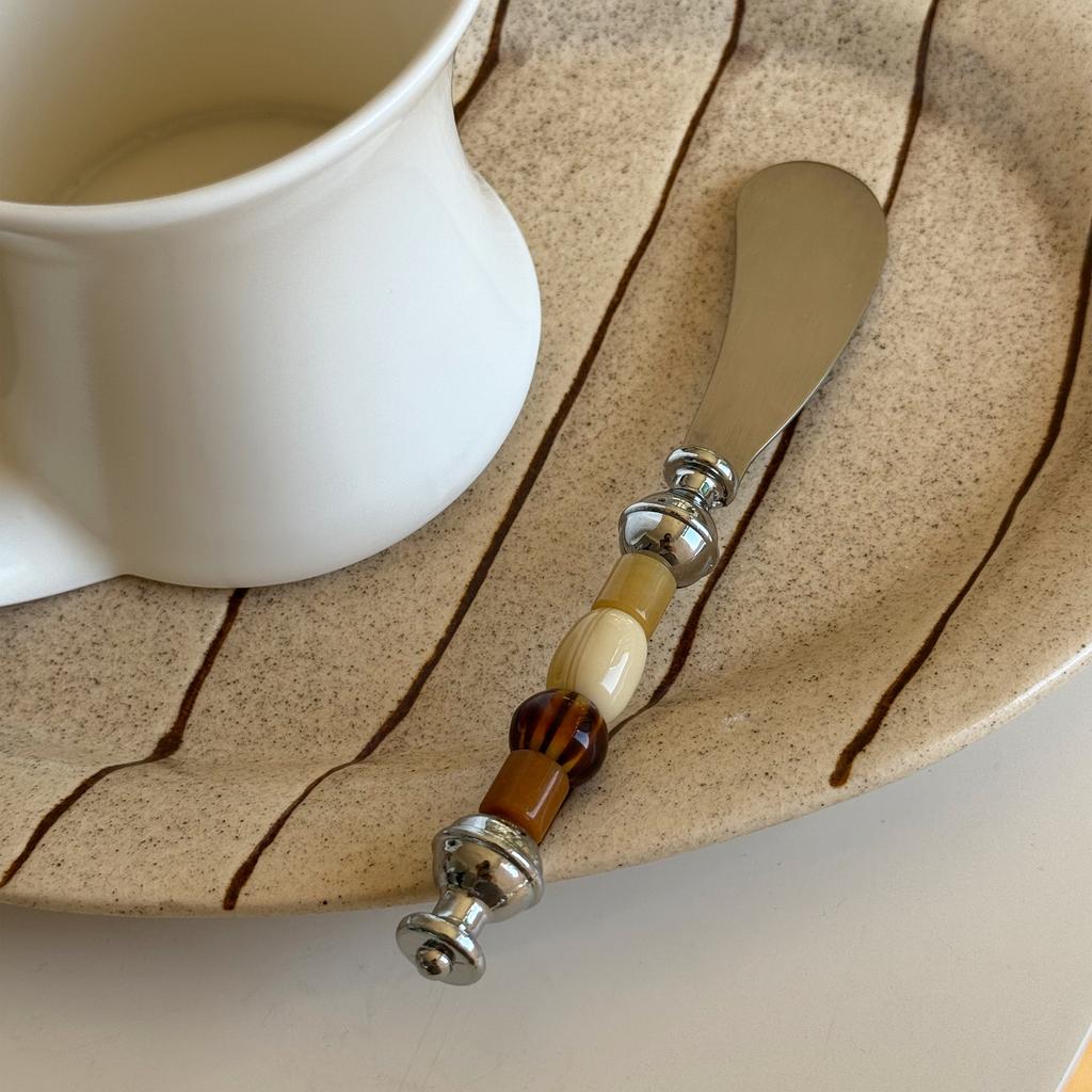 Luxurious Colored Beads Stainless Steel Fork, Butter Knife Tableware,Western Luxury Dinner Set Mirror Elegant Knife Fork Spoon