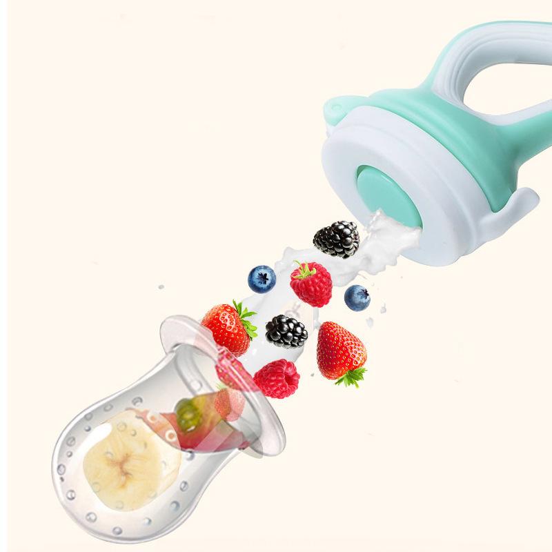 Baby Fruit & Veggie Teething Feeder - Pushable Teether Bag for Easy Self-Feeding
