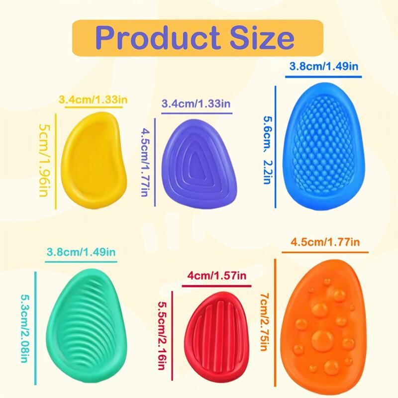 Sensory Stone Color Box Set 6 Pieces per Box Tactile Stones Relieve Emotional Stress Relax Mind Washable Durable Multiple Colors