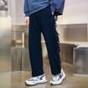 Li Ning Solid Color Tassel Logo Straight Leg Casual Pants Men Pants Blue AKLR731-7