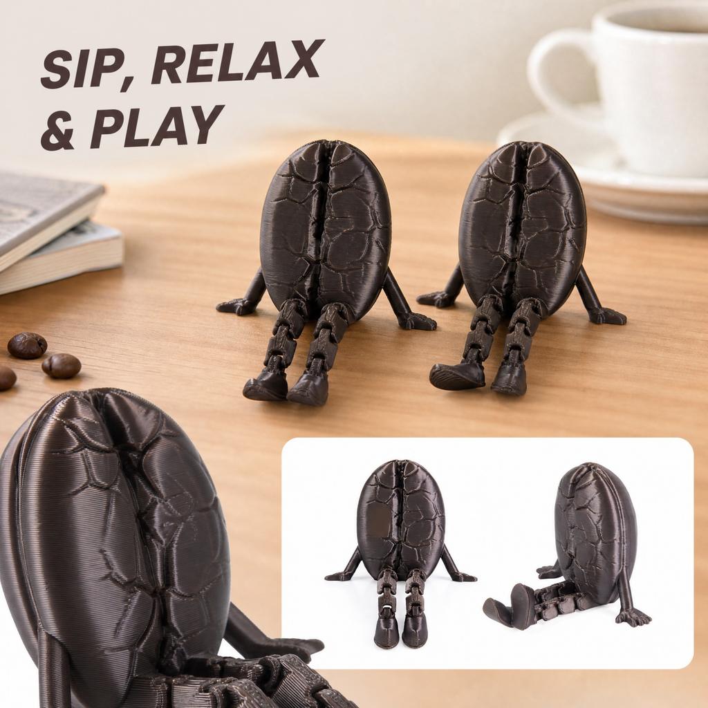 3D Printed Articulated Coffee Toy - Desk Ornament for Coffee Lovers Gift