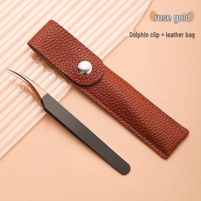 Stainless Steel Black Gold Feather Dolphin Tweezers for Beauty and Manicure