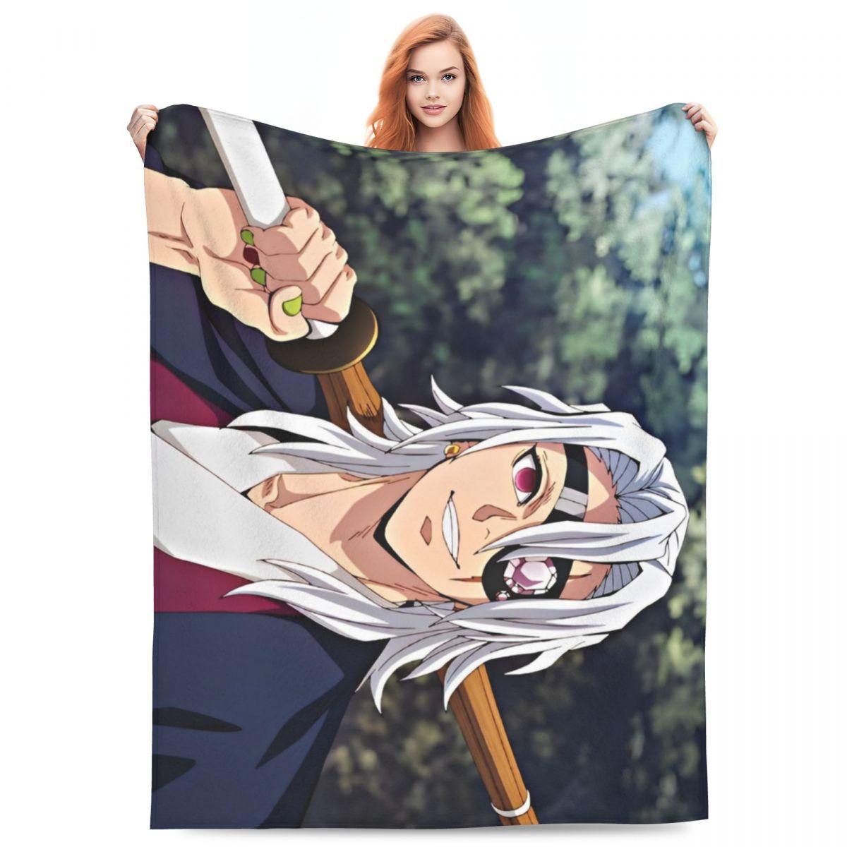 

Sound Hashira Tengen Uzui Flannel Blanket Anime Demon Slayer Customized Throw Blanket for Bed Sofa Couch 150*125cm Quilt 30x40in