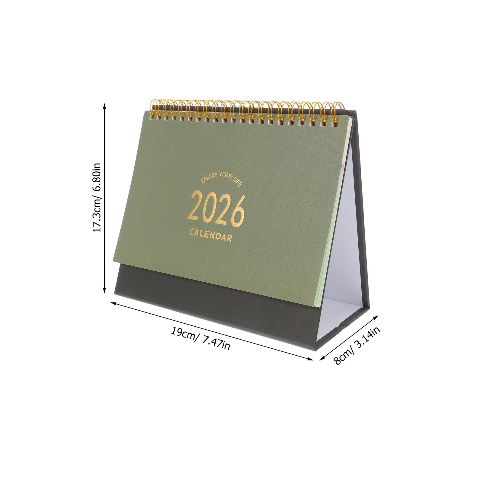 

Маленький настольный календарь 2025-2026 Перекидной настольный календарь на подставке Плотная бумага Маленький ежемесячный планировщик расписания Для организации дат в офисе оливковое зеленый