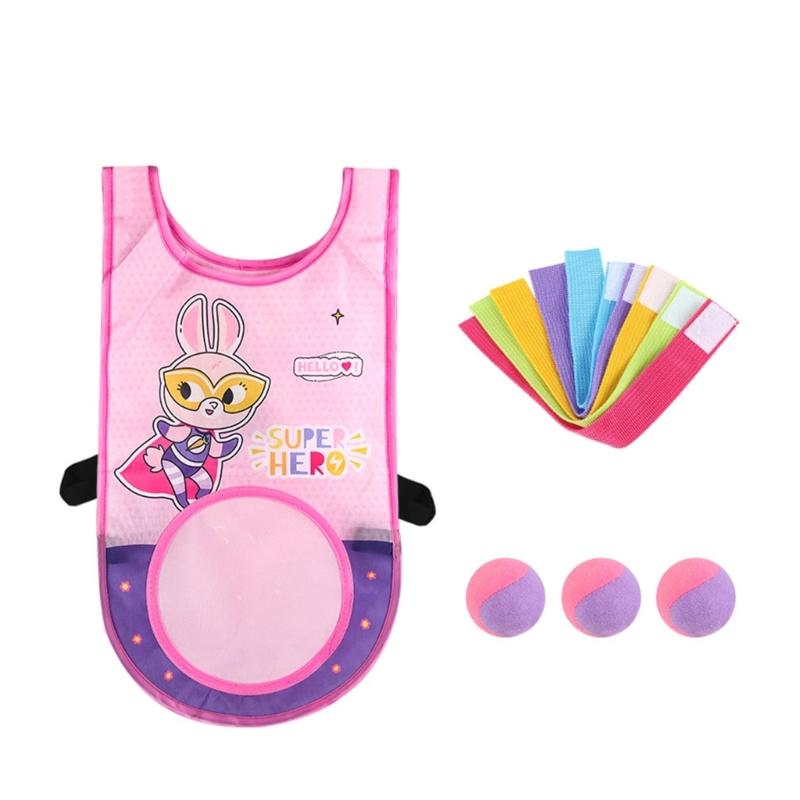 

Набор для игры в вышибалы, набор для игры с мячами для бросания с 3 мягкими мячами и жилетом для детей, малышей, для улицы и помещения розовый