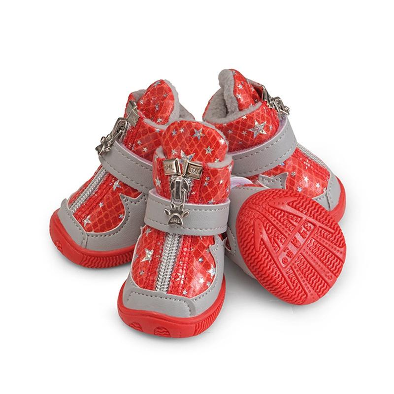 

Теплые зимние ботинки для домашних питомцев, уютная плюшевая подкладка, противоскользящая мягкая подошва для игры в снегу, защита лап, нескользящая подошва, обувь для маленьких и средних щенков 2