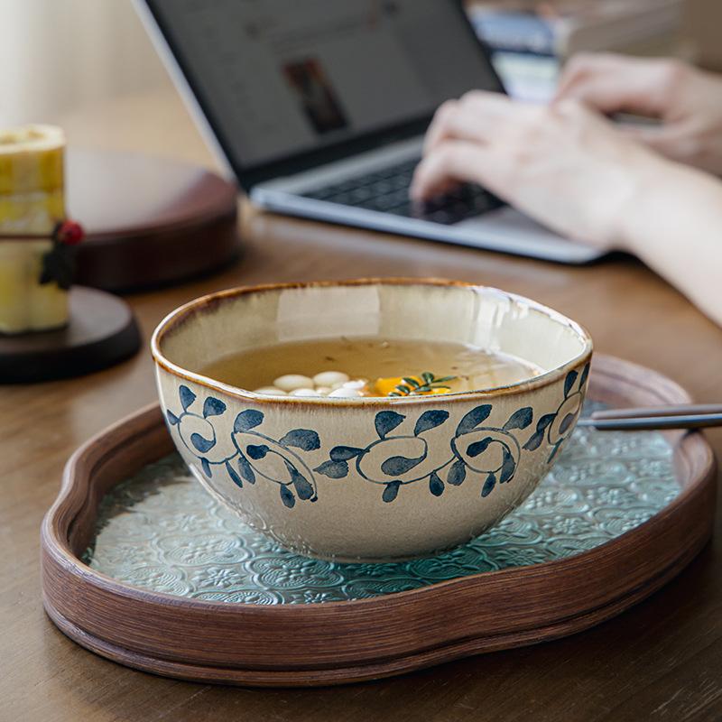 Beautiful Bowl Medieval Brunch Bowl Irregular Noodle Bowl Fruit Bowl Thickened Ceramic Rice Bowl Outlet
