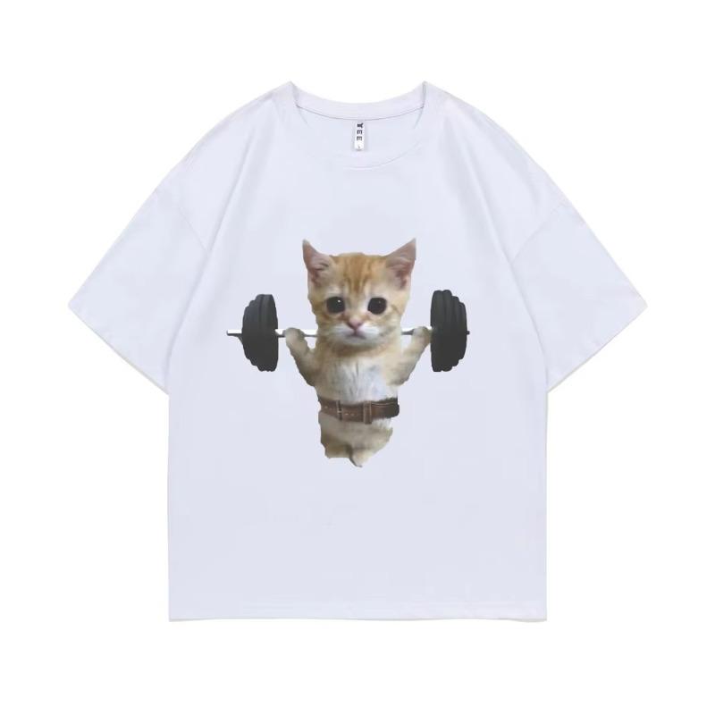 Funny Gym Sam Sulek Cat Graphic Print T-shirts Men Women Cute Fitness Pump Cover Tshirt Male Oversized Meme T Shirt Short Sleeve