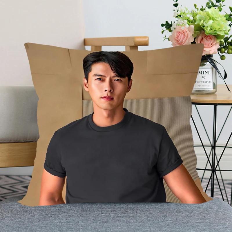 45x45cm Crash Landing On You Hyun Bin Pillowcase Bedroom Home Decorative Pillow Cover Square Zipper Pillow Cases Satin Fabric