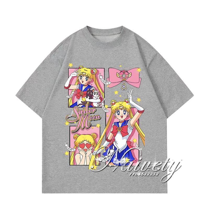 2026 Summer Sailor Moon Collage Print Cotton Tshirt Kids Adults Plus Size Sportswear Cute Anime Unisexga Graphic Oversized Tee