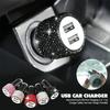 USB Car Charger Bling Bling Handmade Rhinestones Crystal Car Decorations for 3-in-1 5V 2.1A Car Decors for IPhone/Samsung