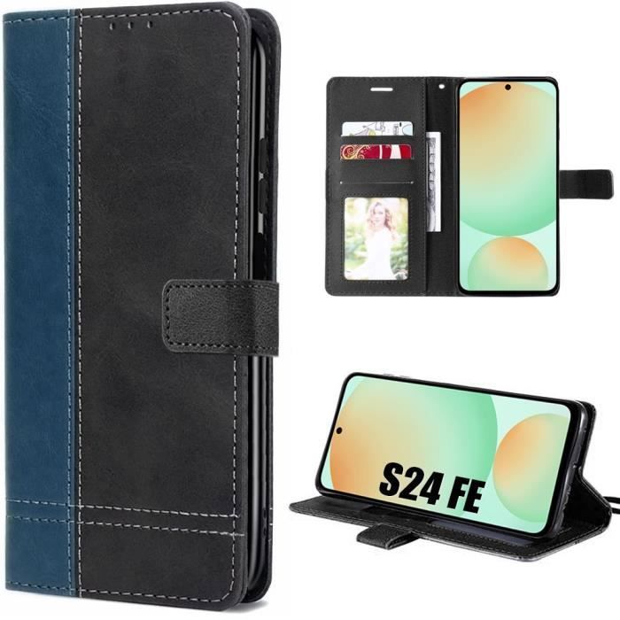 Coque de protection - booling - samsung galaxy s24 fe - cuir synthétique - bicolore - emplacements pour cartes