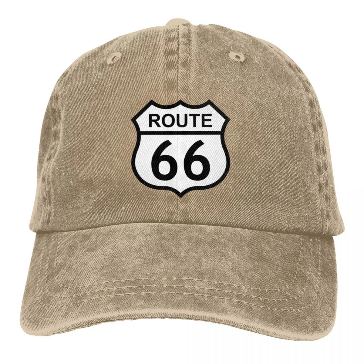 

Route 66 Sign Baseball Cap Merch Casual Distressed Washed Route66 Merch Hat Men Women Adjustable хакі