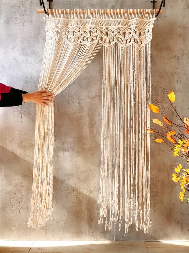 Hand-woven Bohemia Macrame Cotton Door Window Curtain Tapestry Wall Hanging Art Tapestry Wedding Backdrop Tapestry Decoration
