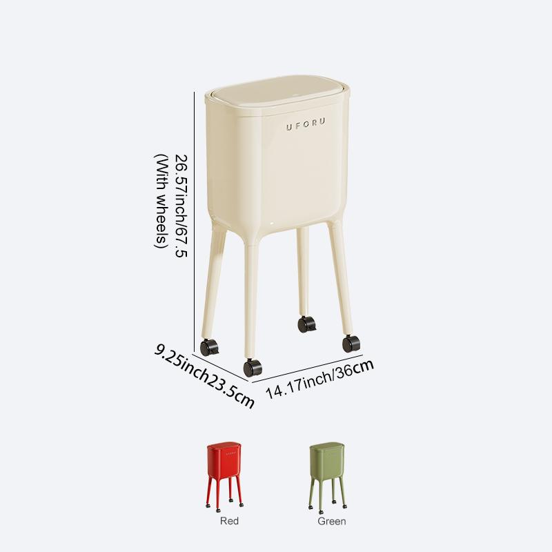 UFORU Tall No Bending Trash Can Universal Wheels Double Barrel Creative Waste Bin for Kitchen Living Room Bedroom