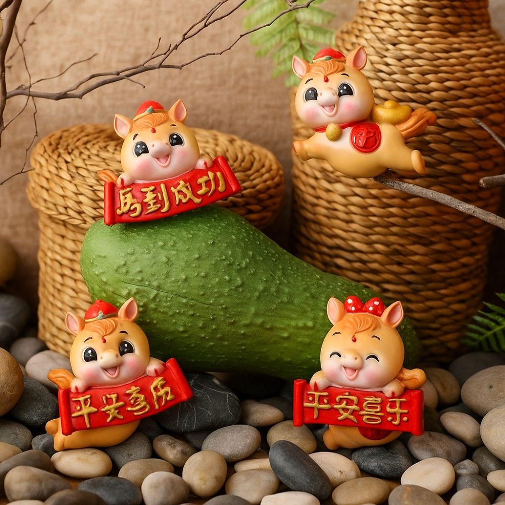 Resin 2026 Horse Figurines Funny Horse Figures Zodiac Horse Year Mascot Year of The Horse