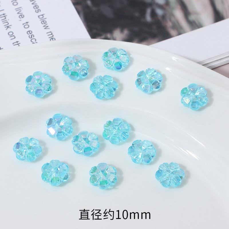 ZW10 50pcs 10mm Plating Color Flower Bright Acrylic Beads Spacer Beads Jewelry Making DIY Bracelet Exquisite Trend Wholesale