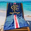 150th Anniversary Golden Emblem Beach Towel, Red and White Striped Quick-Dry Sand-Free Microfiber Bath Towel for Swim and Gym