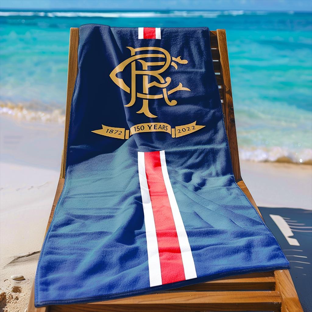 150th Anniversary Golden Emblem Beach Towel, Red and White Striped Quick-Dry Sand-Free Microfiber Bath Towel for Swim and Gym