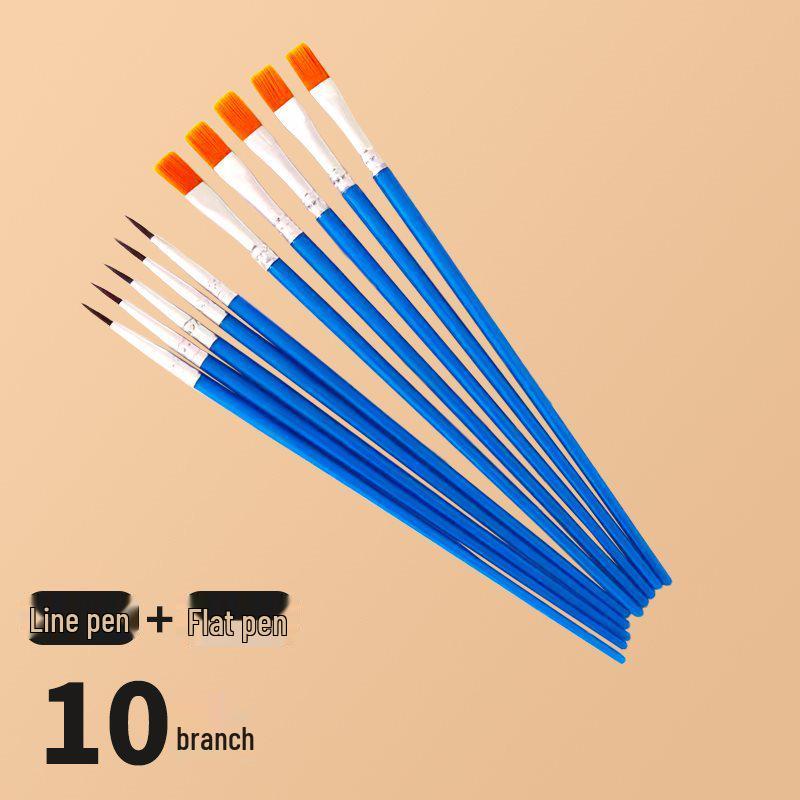 Flat Nylon Brush Set: Oil, Watercolor, Gouache, Acrylic - Ideal for Art, Painting, and Outlining.