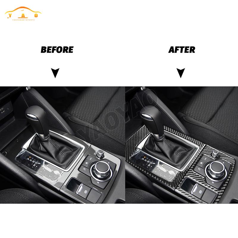 Carbon Fiber For Mazda CX5 2016 Gear Shift Panel Decoration Cover Sticker Decal Trim Car Interior Accessories
