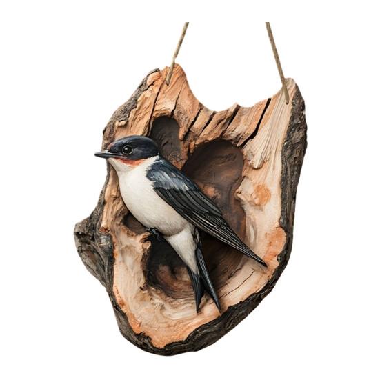 Bird Ornament 2D Wooden Bird Hanging Sign Rustic Decorative Wall Plaque for Farmhouse Porch Yard Wall Decor