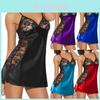 Elegant Womens Lace Strap Lingerie Sleepwear Night Gown Babydoll Dress Set