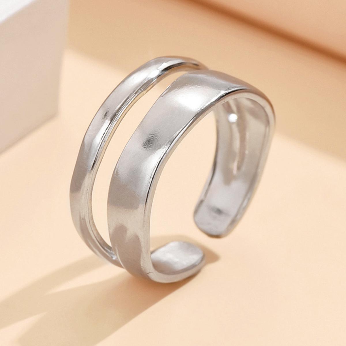 Stackable Double Layer Gold Adjustable Stainless Steel Index Ring
