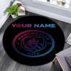 Custom Name,Manchester City FC Pattern Round rug,Carpet Rug for Living Room Bedroom Playroom ,Non-slip Floor Mat,Holiday Gifts and Birthday Gifts.