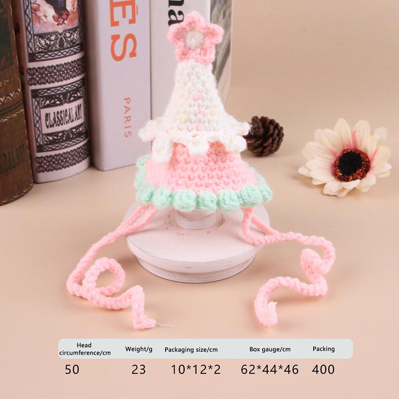 Prinzessin Süßes Haustier Schal Strickmütze für Katze Hund Weiche Handgestrickte Mütze Cosplay Geburtstag Haustierkostüm Zarte Verstellbare Haustierlätzchen