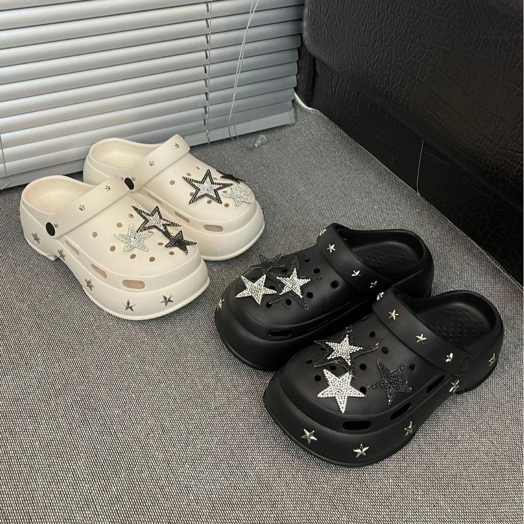New summer platform hole shoes slippers women's outer wear summer out sandals women's bag head drag