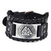 PU Leather Bracelet European Retro Beautiful Black Viking Totem Bracelet for Parties Cosplay