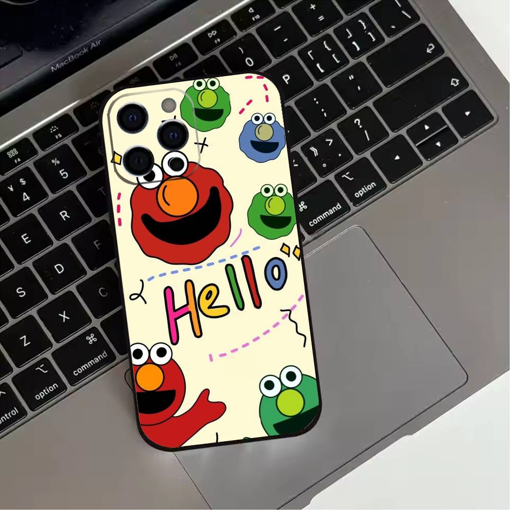 Sesame S-Street Cookie Elmo  Phone Case For iPhone 17,16,15,14,13,12,11 Plus,Pro Max,XS,Soft Silicone Black Cover