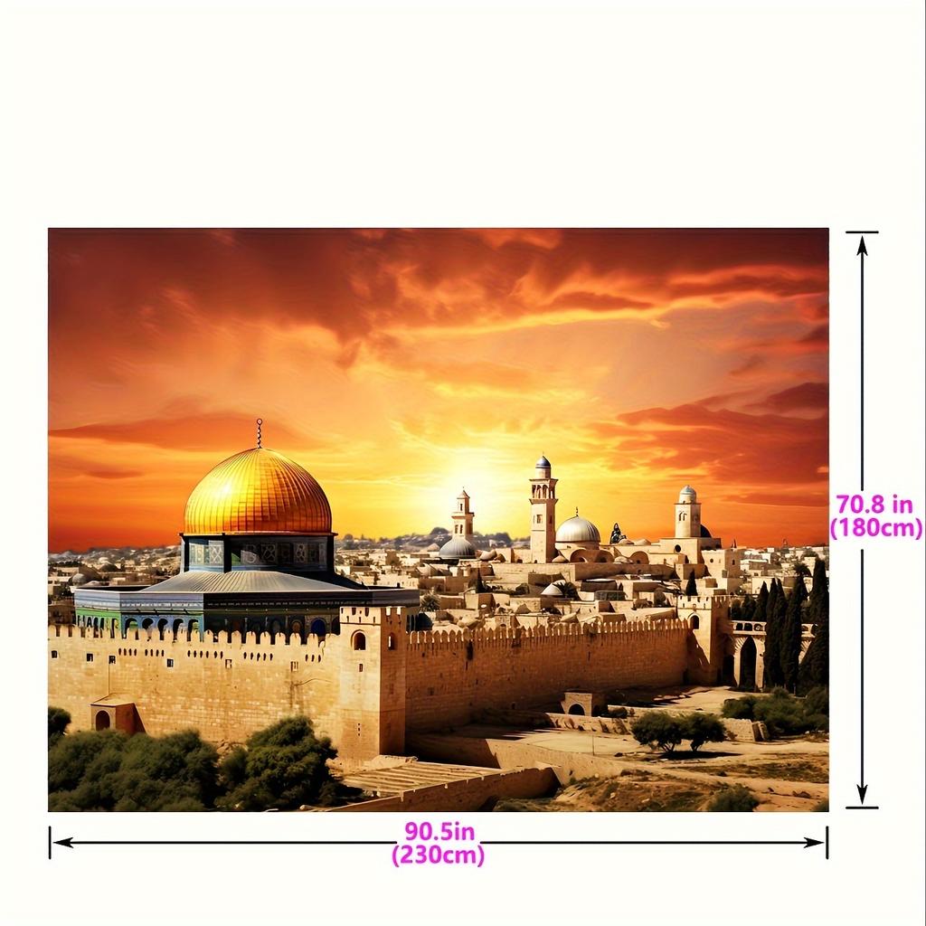 1 Piece of Jerusalem Background, Bethlehem Photography Background, Sunset Dome Rock Background, Party Room Decoration Banner