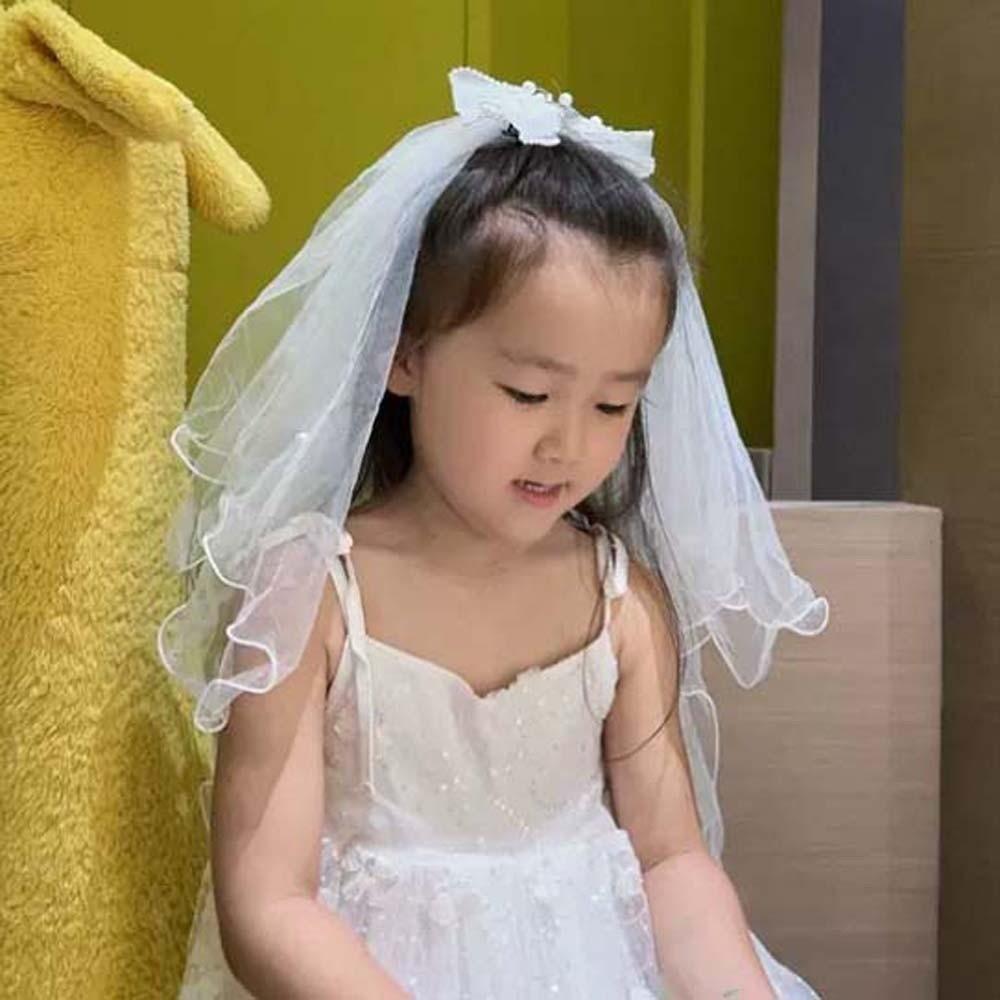 White Girls Head Gauze Mesh Bridal Tulle Fashion Veil Hair Clip  Party Cosplay