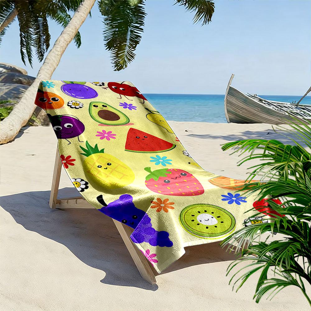 Cute Cartoon Fruit Pattern Beach Towel Quick-drying for Travel Outdoor Sports Jogging Beach and Swimming
