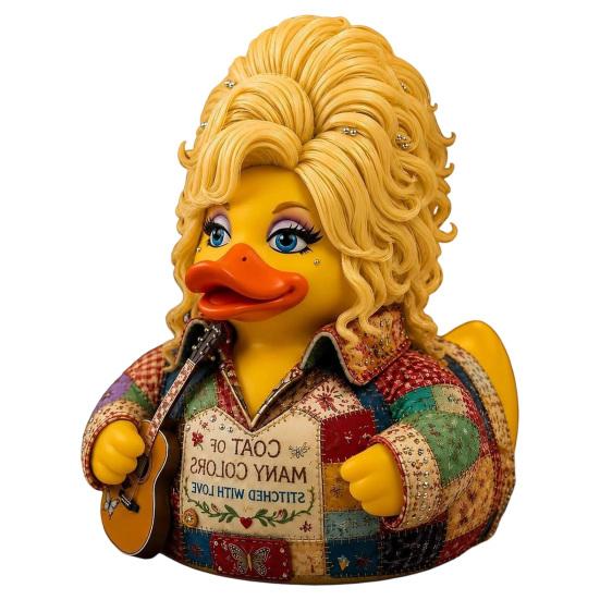 Artistic Resin Animal Statue Parton Memorial Duck, Dolly Duck Figurine, Country Music Statue, Guitar-Themed Small Desktop Display Piece Decorative